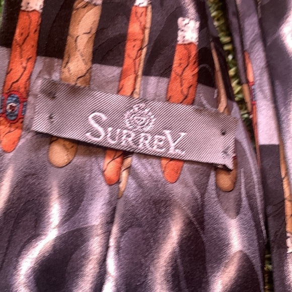 1990s 100% Silk Cigar Print Men’s Neck Tie Cigar Bar Cigar Lover Gift - Picture 4 of 9